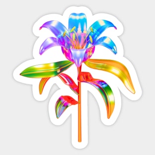 Holographic Chrome Flower Sticker